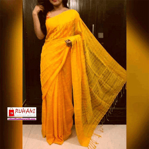 yellow colour jhum saree