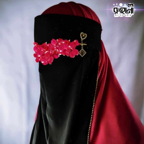 লাভ ব্রোচ নেকাব | Love Brooch Niqab with Stone Border