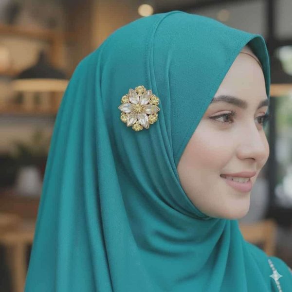 Golden Stone Hijab Pin & Brooch | গোল্ডেন কালার স্টোন হিজাব পিন এবং ব্রোচ