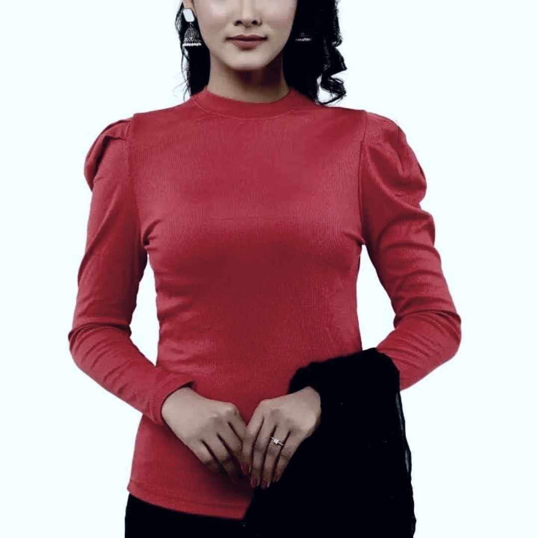 Merun Colour full Sleeve And Full Body Genji Readymade Blouse