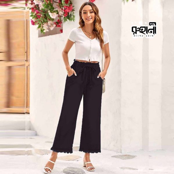 লেডিস জিন্স প্লাজো প্যান্ট কালো রঙ | Ladies Jeans Plazo Pant Black Color
