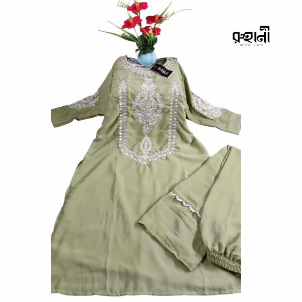 চেরি এম্বোডারি টু পিছ ড্রেস - Cherry Georgette Two Piece Dress