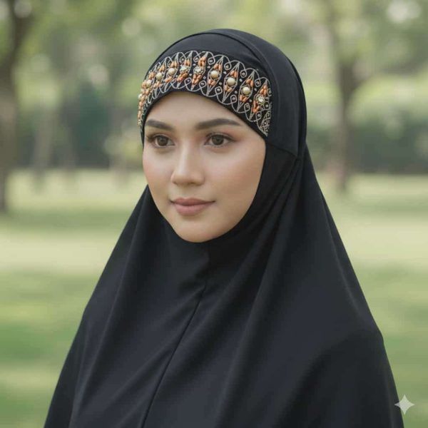 অরেঞ্জ এবং গোল্ডেন স্টোন বসানো ইনার ক্যাপ | Trendy Stone Inner Cap