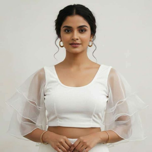 Net Sleeves Velvet Blouse