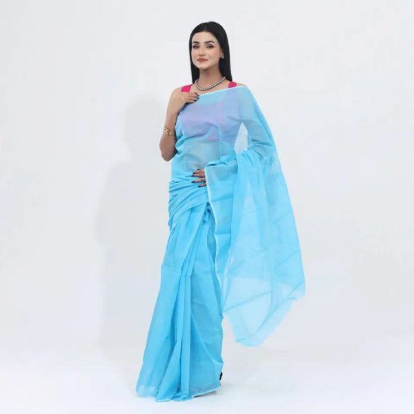 মনকাড়া আকাশী নীল হাফ সিল্ক শাড়ি | Sky Blue Colour Half Silk Saree
