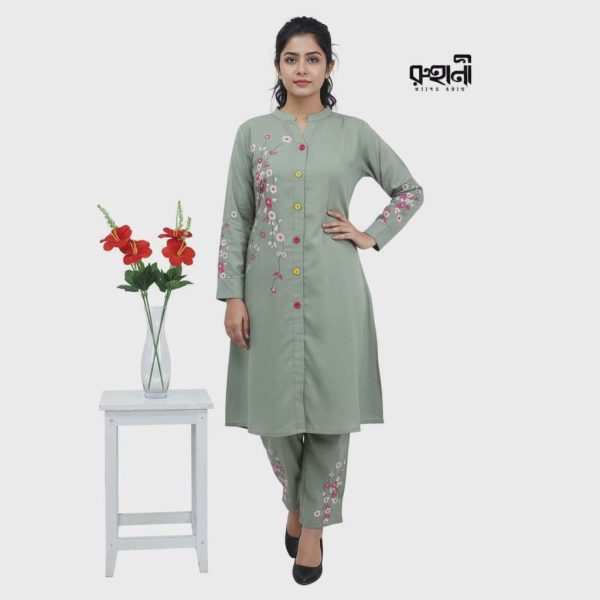 𝑹𝒆𝒂𝒅𝒚𝒎𝒂𝒅𝒆 𝑻𝒘𝒐 𝒑𝒊𝒆𝒄𝒆 - দুবাই চেরি জর্জেট কাবলি শার্ট রেডিমেড টু-পিস ড্রেস
