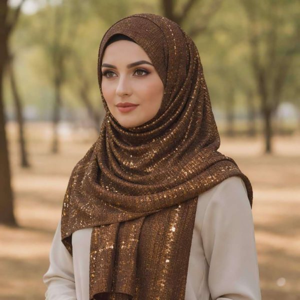 পার্টি হিজাব | Golden & Black Combination Party Hijab